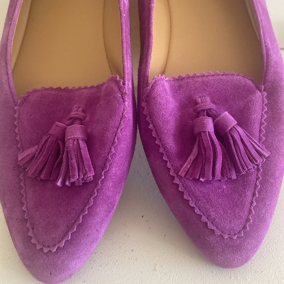 Talbots raspberry suede leather flats with tassel detail Size 5 1/2 - Picture 3 of 11
